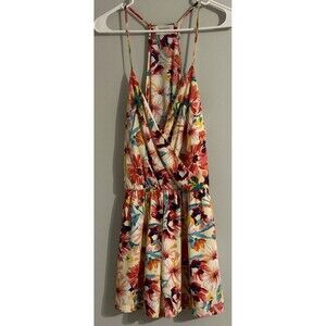 Everly One Piece Romper Shorts Sz L Wrap Over Top Lined Watercolors P…